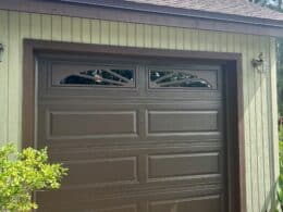 Today's newest garage door transformation in PCB. This homeowner's door was falling apart due to age and we upgraded to this beautiful CHI Model 2250 8x7 Ranch panel in brown with glass inserts.