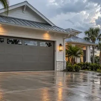 Garage door on a Florida Panhandle home before fall storm season
